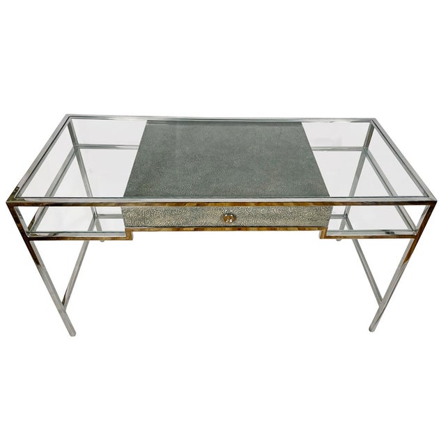 Theodore Alexander Theodore Alexander Tintagel Desk Blue Mottled Eggshell For Sale - Image 4 of 9