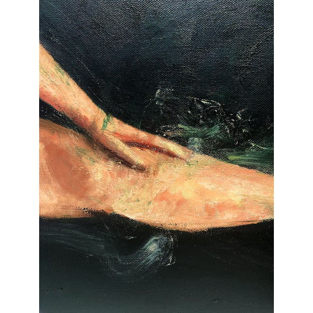 “Lady” Original Figure Oil Painting on Canvas Tasteful Nude For Sale - Image 4 of 4