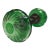 Antique/Vintage Bohemian Czech Green Cut Glass Swirl Starburst Door Knobs With Hardware Art Deco For Sale