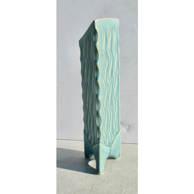 Modern Art Stoneware Triangular Vase For Sale - Image 4 of 8