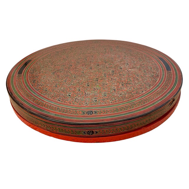 Brick Red Vintage Burmese Lacquer Wood Snack Sweet Box With Removable Compartments. 20” For Sale - Image 8 of 11