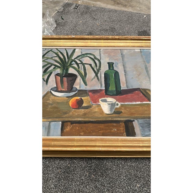 Mid-Century Modern Åke Winnberg, Potted Plant and Green Bottle, 1946, Oil on Canvas, Framed For Sale - Image 3 of 16