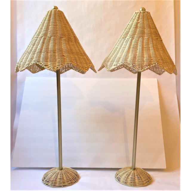 Contemporary Lillian August Rattan Parasol Lamps a Pair Chairish
