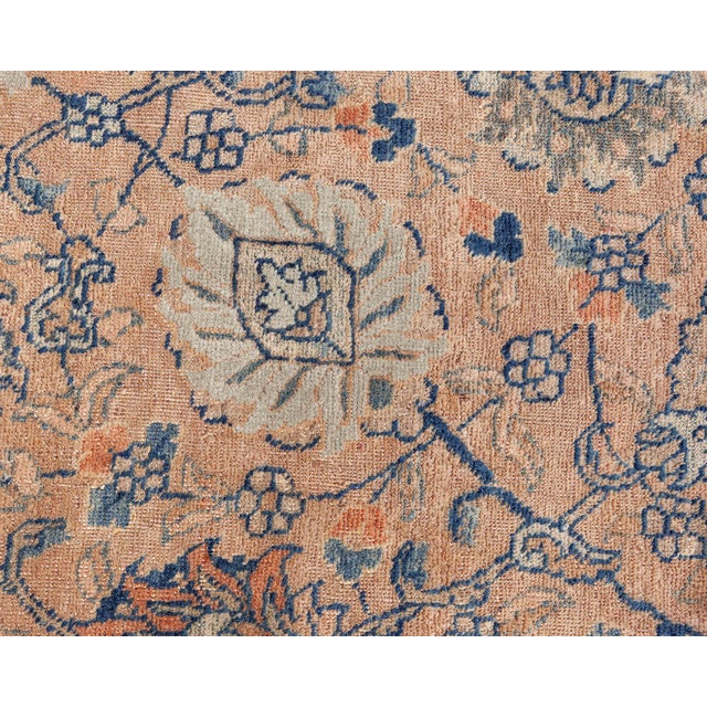 Blue Antique Persian Tabriz Handwoven Wool Rug For Sale - Image 8 of 8