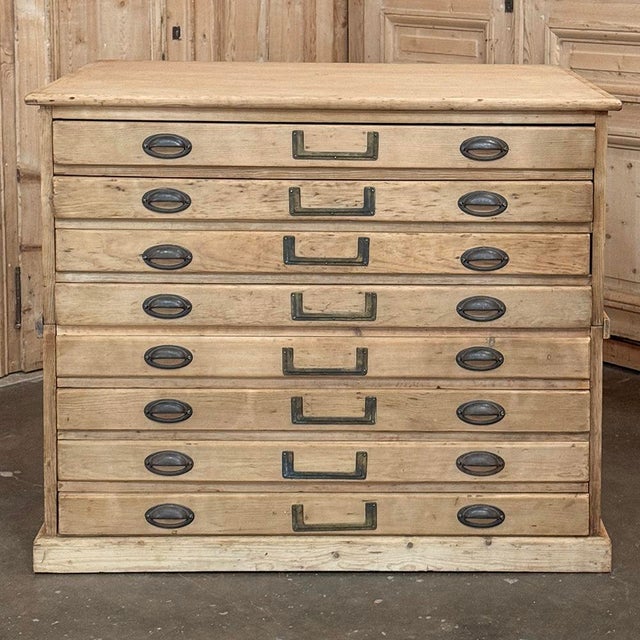 Rustic European Antique French Stripped Pine Architect’s Map ~ Blueprint Cabinet For Sale - Image 3 of 17
