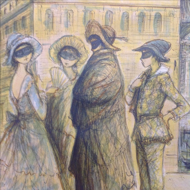 1970s 1977 Masquerade a Venice Litho Print by Jacques Lalande For Sale - Image 5 of 7
