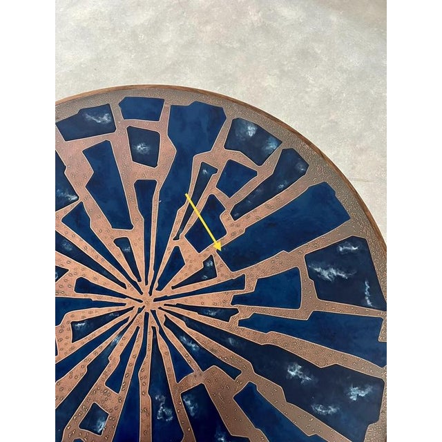 Blue Vintage Coffee Table in Enamel and Copper, 1960s For Sale - Image 8 of 12