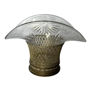 Early 20th Century French Gilt Bronze & American Brilliant Cut Glass Bride's Basket Centerpiece Va