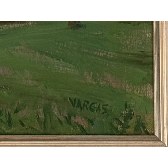 Original Landscape With Hay Bales Oil Painting, Framed For Sale - Image 6 of 8