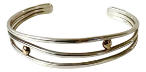 Sterling Silver and 14 Karat Gold Wire Cuff Bracelet