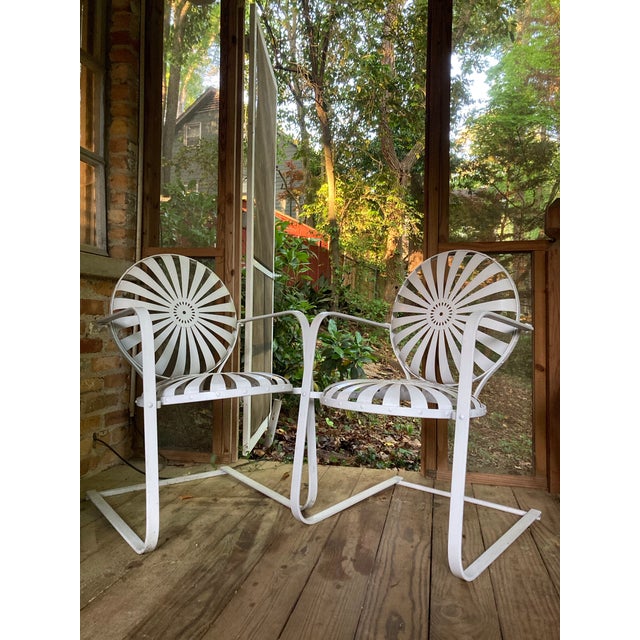 Francois Carre Mid 20th Century Francois Carre Porch Rockers in White - A Pair, Attributed For Sale - Image 4 of 7