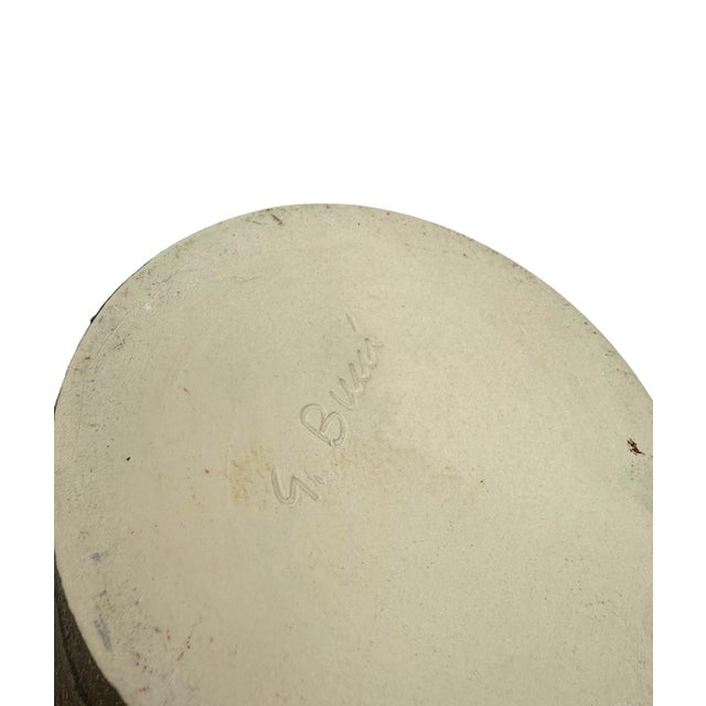 Mid-Century Modern Style Dark Green Artistic Ceramic Vase, Gabriele Bucci Italy Ca. 2000s For Sale - Image 10 of 11