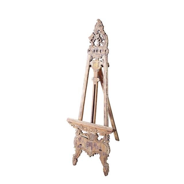 Vintage French / Baroque / Rococo Revival Artist Easel. Made from carved mahogany with an adjustable stand. Dimensions:...