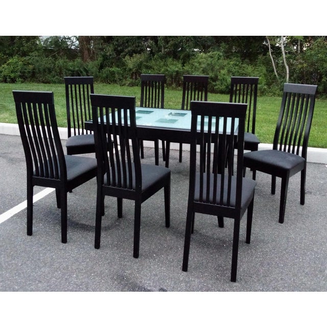 Calligaris Italian Designer Dining Table With 8 Chairs on Sale Now $2195 Bon Ton 95" Dining Table Eight Chairs For Sale - Image 10 of 11