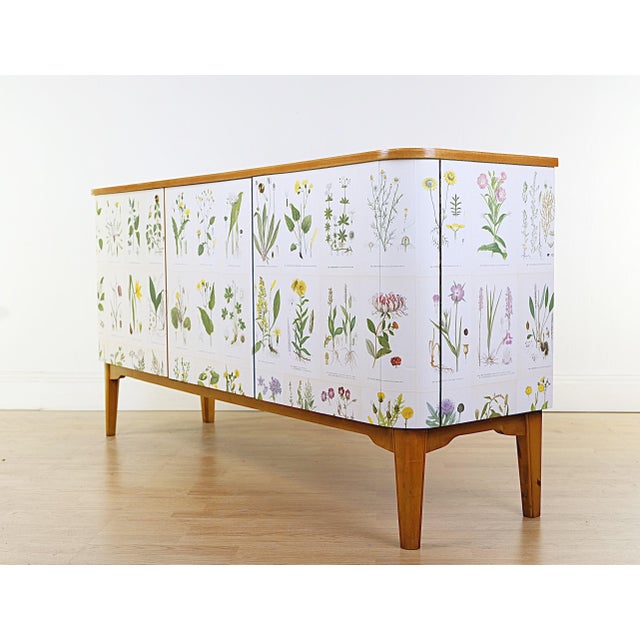 Swedish Modern Sideboard with Illustrations Nordens Flora by C.A.M Lindman, 1930s For Sale - Image 4 of 10