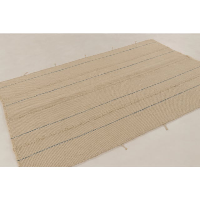 Contemporary Rug & Kilim Contemporary Rez Kilim Flatweave Rug With Blue & Brown Stripes For Sale - Image 3 of 10