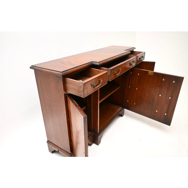 Small Vintage Georgian Style Breakfront Sideboard, 1930 For Sale - Image 10 of 11