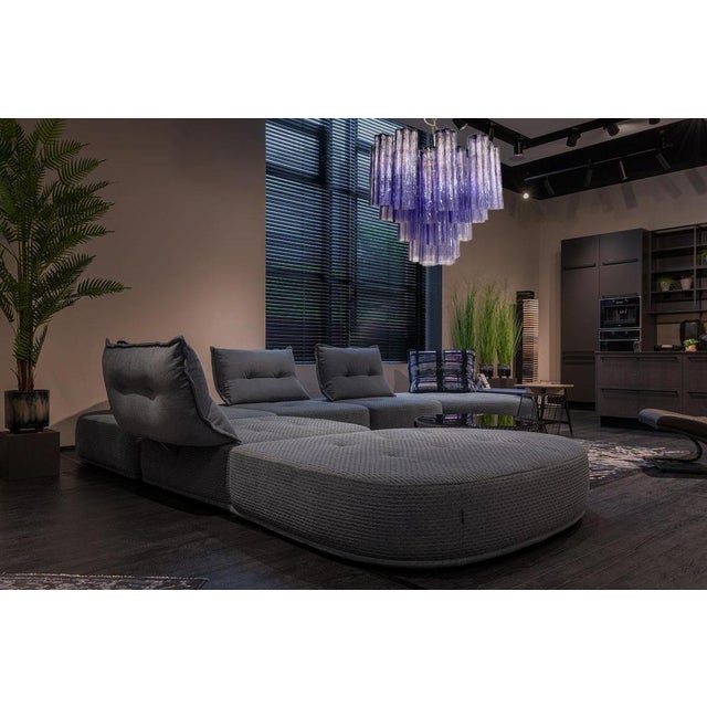 Lavender Murano Glass Tube Chandelier with 36 Amethyst Glass Tube, 1990s For Sale - Image 8 of 11