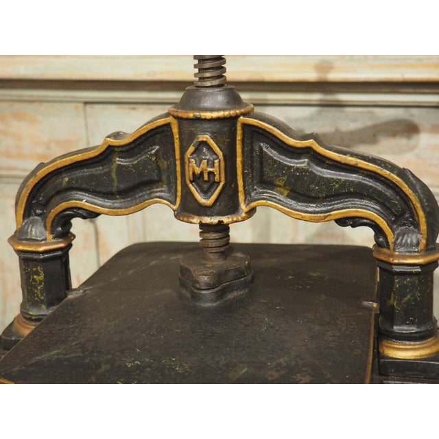 French 19th Century French Cast Iron Book Press on Wooden Stand For Sale - Image 3 of 18