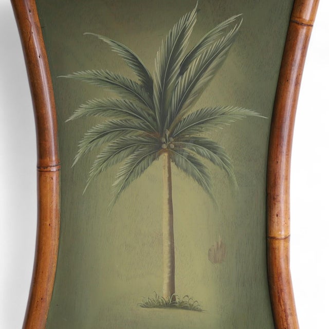 Pair of Vintage Palm Tree Paintings in Bamboo Frames For Sale - Image 4 of 10