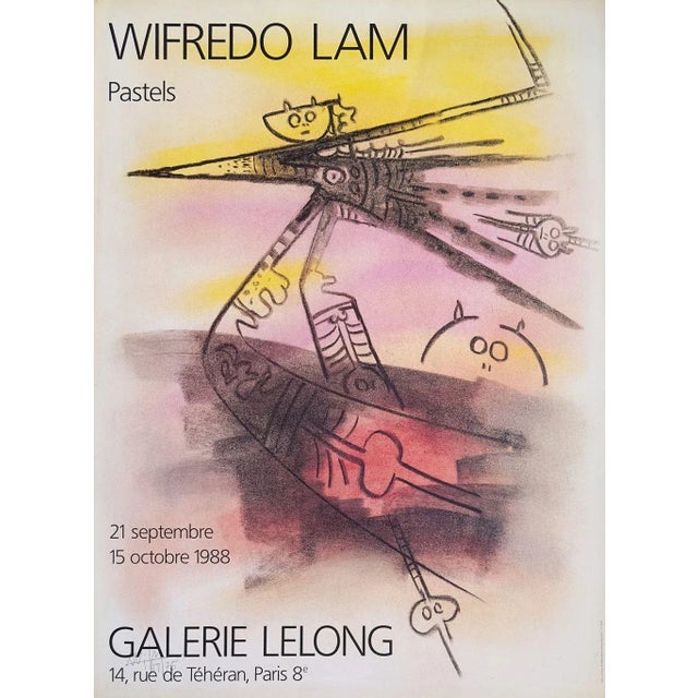 Wilfredo LAM LELONG Gallery Exhibition : Pastels 1988 poster on coated paper signed in the plate 26.4 x 19.7 in printed by...