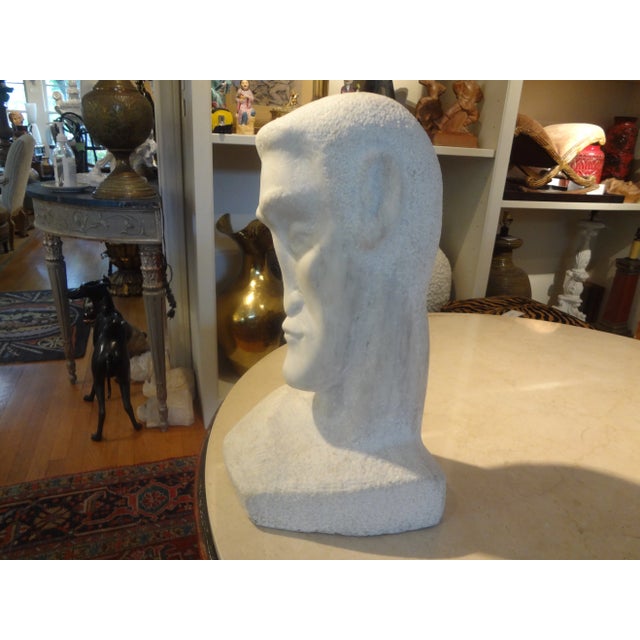 Stone Mid-Century Modern Carrara Marble Bust For Sale - Image 7 of 12