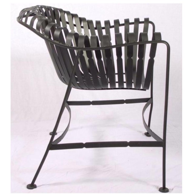 Black Woodard Mid Century Modern Strap Iron Patio Set of 5 For Sale - Image 8 of 9