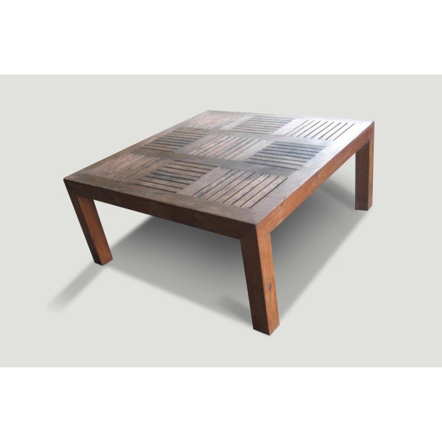 Andrianna Shamaris Slatted Teak Wood Coffee Table For Sale - Image 4 of 5