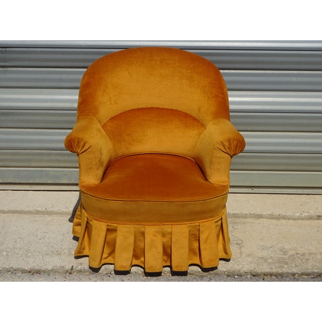 Antique Toadstool Armchair in Silky Yellow Velvet, 1950s For Sale - Image 17 of 18
