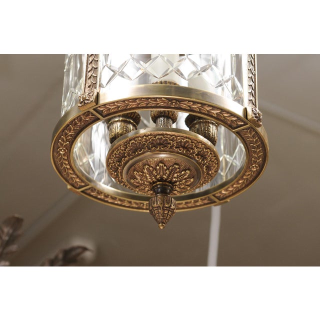 1940s Patinated Bronze & Cut Crystal Lantern, France For Sale In Atlanta - Image 6 of 12
