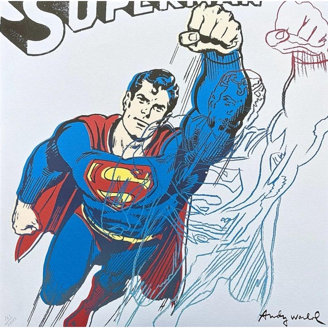 Andy Warhol (after) "Superman light blue" print, size 60 x 60 cm, plate signed bottom right, numbered with pencil on heavy...