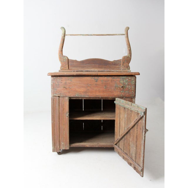 Farmhouse Antique Primitive Washstand Cabinet For Sale - Image 3 of 12