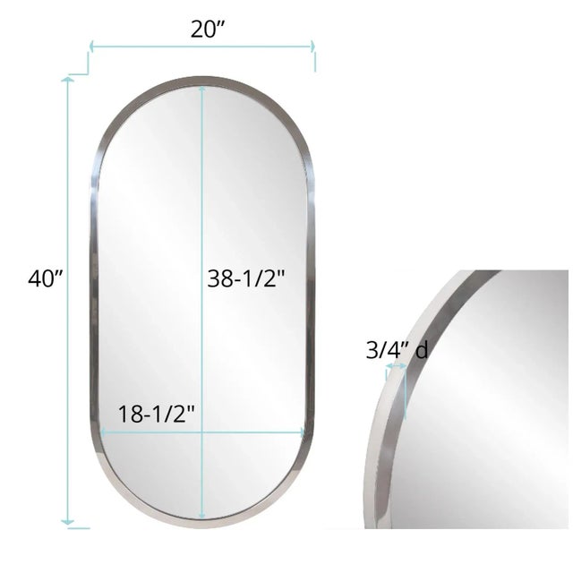 Silver Capsule Stainless Steel Mirror For Sale - Image 8 of 10