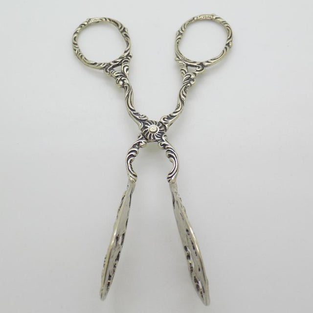 Vintage Italian Handmade Genuine Silver Decorative Sugar Cube Tonges with Rose Flower Motif, 1970s For Sale - Image 3 of 13
