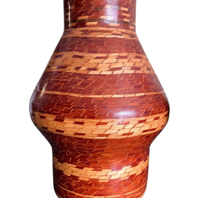 Mid-Century Modern Vintage Segmented Wood Vases - Group of 3 For Sale - Image 3 of 4