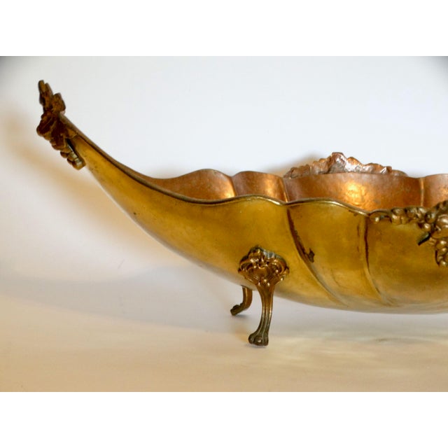 Metal Large Antique English Hammered Brass Jardiniere With Preserved Boxwood For Sale - Image 7 of 7