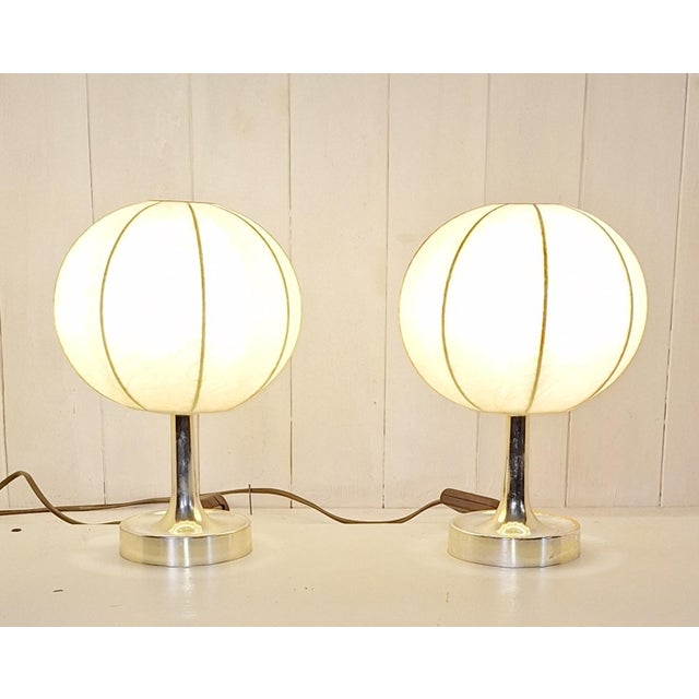 Vintage Bedside Lamps with Cocoon Shades by Alfred Wauer for Goldkant-Leuchten, 1960s, Set of 2 For Sale - Image 9 of 9