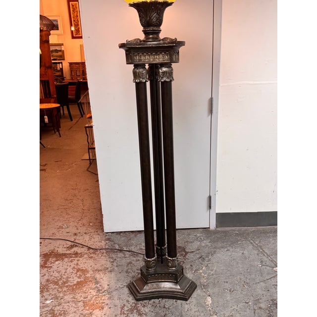 Pacific Coast Lighting Neoclassical Bronze-Tone Torchiere Floor Lamp For Sale - Image 9 of 14