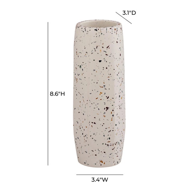 Transitional Terrazzo White Skinny Vase, Medium For Sale - Image 3 of 5