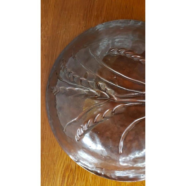 Ceramic Circa 1880 French Glazed Redware Shallow Bowl With Wheat Motif For Sale - Image 7 of 10