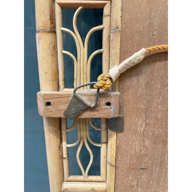 Large Vintage Chinoiserie Bamboo and Brass Wall Mirror For Sale - Image 11 of 12