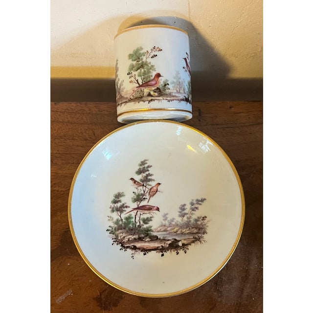 Green Antique 18th Century Italian Doccia Porcelain Coffee Can Cup and Saucer, Circa 1790 For Sale - Image 8 of 12