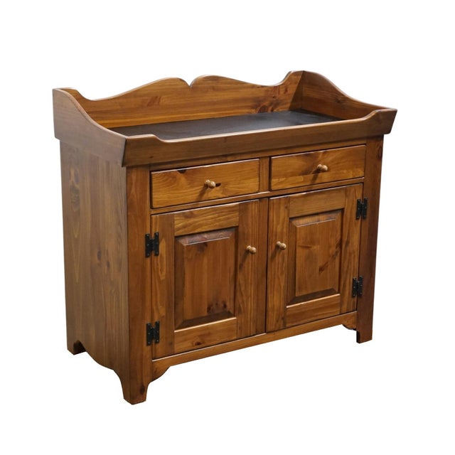 Ethan Allen Ethan Allen Country Craftsman Solid Pine Rustic Early American 32" Dry Sink Cabinet 19-6325 For Sale - Image 4 of 13