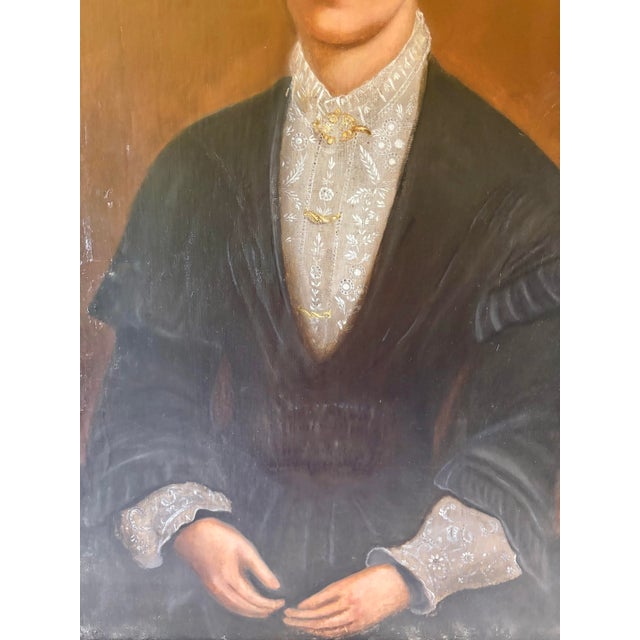 Late 19th Century French Oil on Canvas Portrait of a Woman For Sale - Image 9 of 12