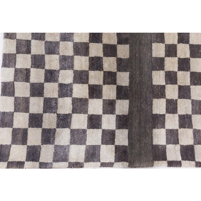 Modern Deco Wool Runner with Geometric Checkerboard Design by Doris Leslie Blau For Sale In New York - Image 6 of 7