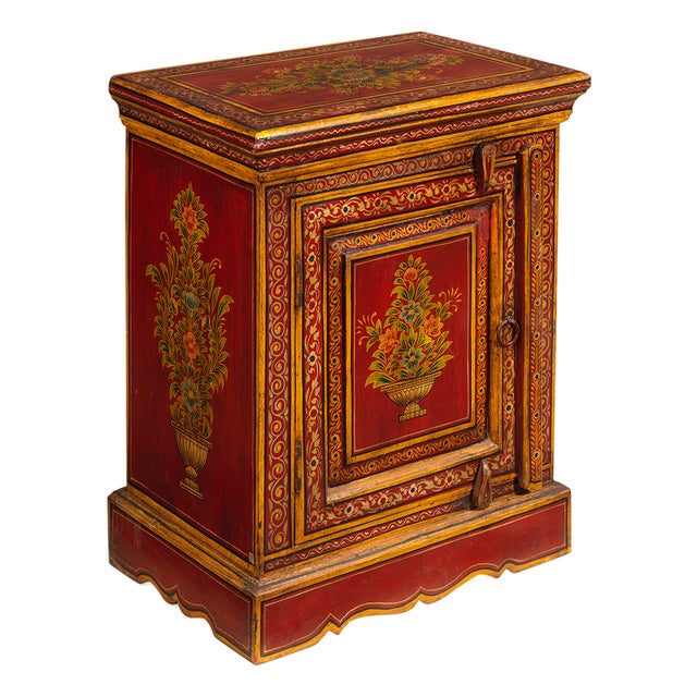 Red and Gold Side Cabinet, 1940s For Sale
