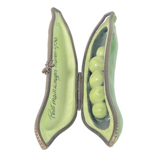 Late 20th Century Rare Limoges “Pea Pod” Trinket Box — Hand Painted, France For Sale