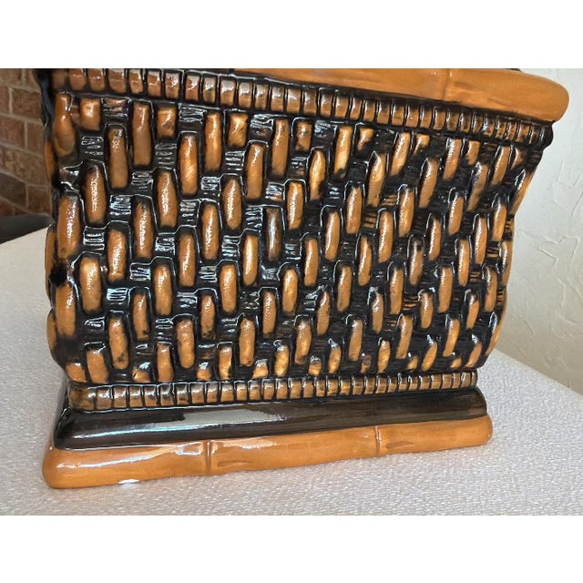 Ceramic Rattan Look Tissue Box Cover For Sale - Image 10 of 10