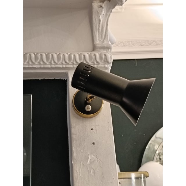 Black Metal and Brass Wall Lamp from Stilnovo, Italy, 1950s For Sale - Image 9 of 11