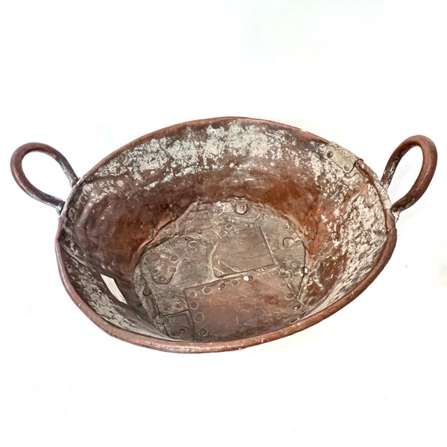 19th Century Monumental Hand-Hammered Primitive Copper Basin For Sale - Image 10 of 16